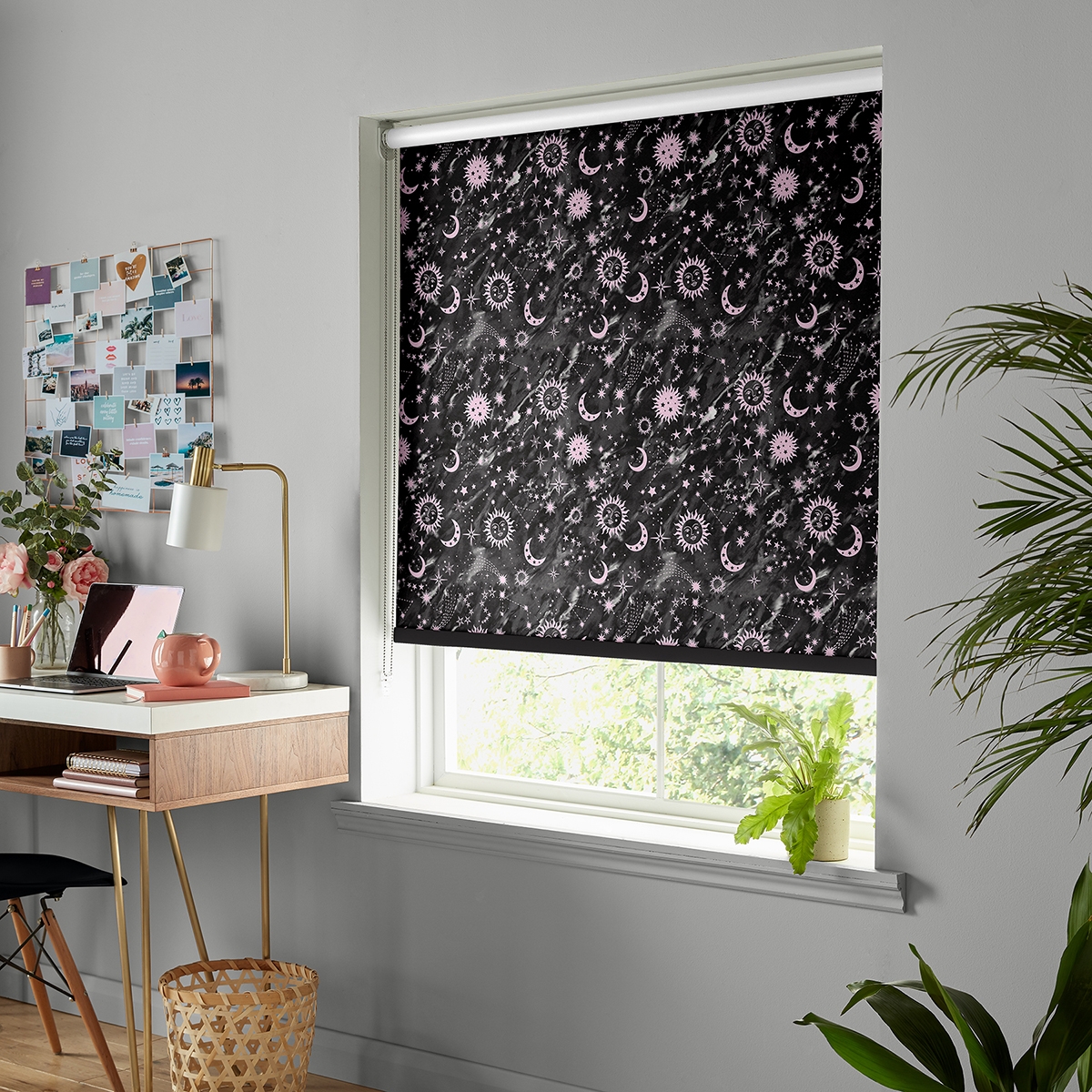 Product photograph of Skinny Dip Marble Celestial Black And Pink Roller Blind from Choice Furniture Superstore.